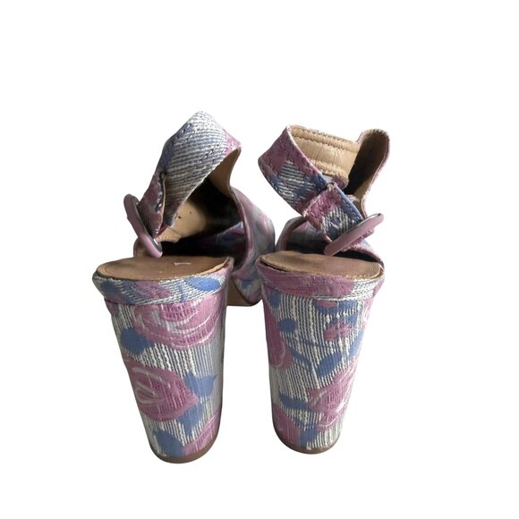 ASHLEY STEWART Rose Print Platform Slingback Heels Size 11W - Picture 10 of 12
